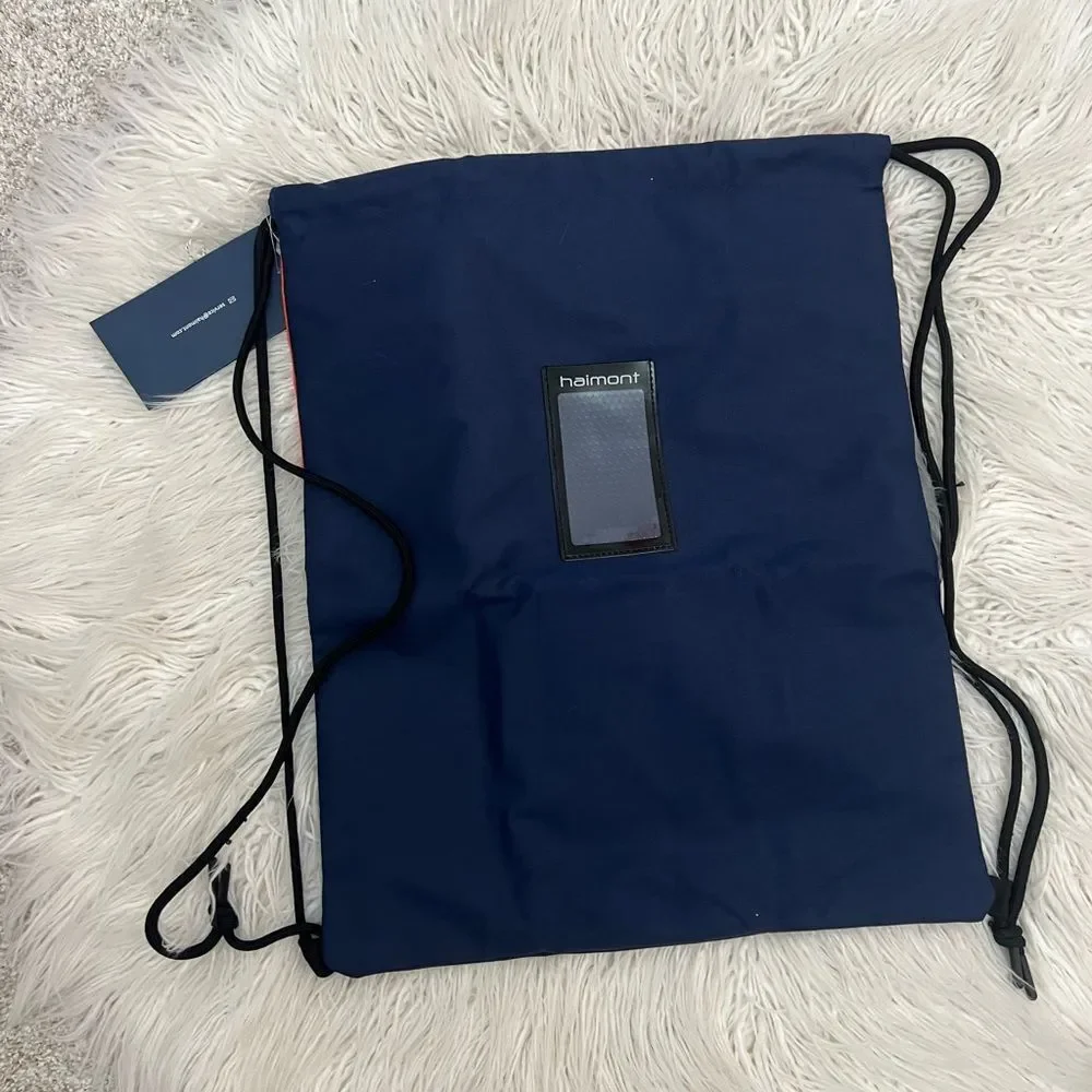 Orange and Navy Drawstring Bag